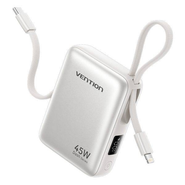 Vention Powerbank 10000mAh 45W Built-in USB-C & Lightning Cables FKMN0 Beige