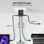 Unitek Charge Wall 65W Travel Adapter 3xUSBC+USBA Black P1122A - Image 5