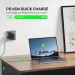 Unitek Charge Wall 65W Travel Adapter 3xUSBC+USBA Black P1122A - Image 6