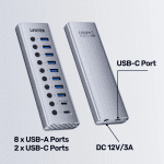 Unitek USB-C Hub 8xUSB-A Power Switch 2xUSB-C 12V3A H1315B - Image 4