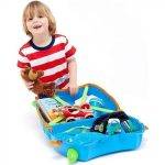 Trunki μπλε παιδική βαλίτσα καμπίνας για αγόρια με δυνατότητα καθίσματος