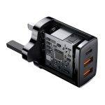 Baseus Charger Wall 30W USB-C/2xUSB-A UK Black - Image 5