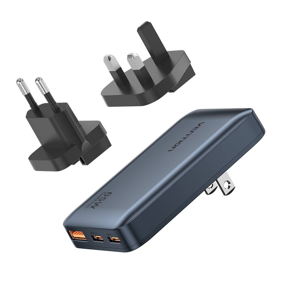 Vention Charger Wall GaN 65W 2xUSBC 1xUSBA Ultra Slim UK/EU/US FCBH0