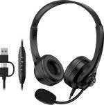 Genius PC Headset USB-A+C InLine Control & Ultra Soft Foam Cushions HS-235U AI (A+C)