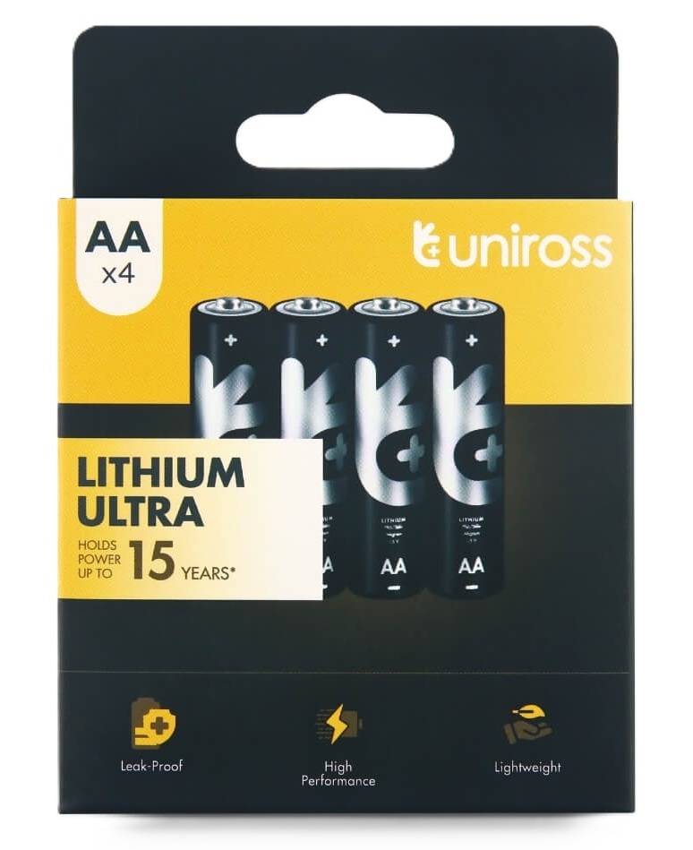 Uniross AA Lithium Ultra 3000mAh Batteries (4pack)