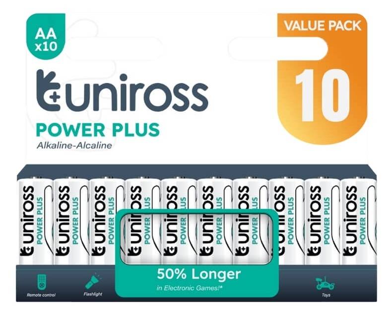 Uniross Alkaline AA Power Plus Value Pack 10 Pcs (New)