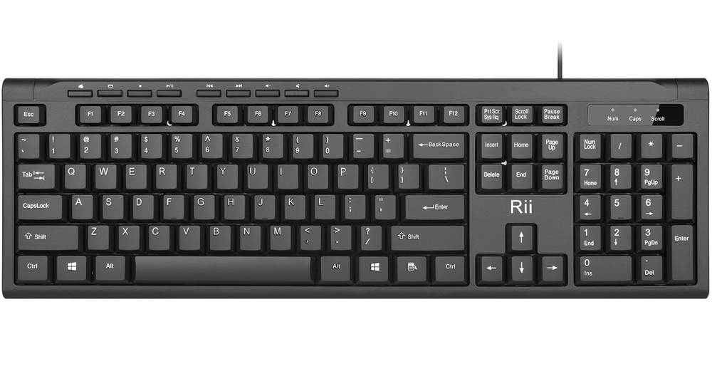 Rii Keyboard Wired Ultra-Slim Silent Full Sized RK907