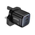 Unitek Charge Wall GaN 45W USBCx2 UK P1129 Black