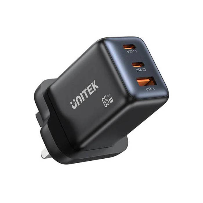 Unitek Charge Wall GaN 65W USBCx2 USBAx1 UK P1130 Black