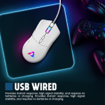 Armaggeddon Gaming Mouse Wired 12000CPI Silent , HUANO Switches FALCON V STEALTH White - Image 3
