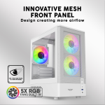 Armaggeddon Gaming Case M-ATX AQUARON NEMO 3 White (5x RGB Fans & 250W 80+ PSU) - Image 3