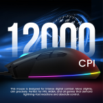 Armaggeddon Gaming Mouse Wired 12000CPI Silent , HUANO Switches FALCON V STEALTH Black - Image 4