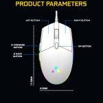 Armaggeddon Gaming Mouse Wired 12800CPI Silent RAVEN III SIGMA STEALTH White - Image 4
