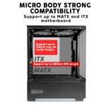 Armaggeddon Gaming Case M-ATX AQUARON NEMO Black (3x Chroma Fans & 250W 80+ PSU) - Image 3