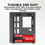 Armaggeddon Gaming Case M-ATX AQUARON NEMO 3 Black (5x RGB Fans & 250W 80+ PSU) - Image 5