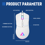 Armaggeddon Gaming Mouse Wired 12000CPI Silent , HUANO Switches FALCON V STEALTH White - Image 6