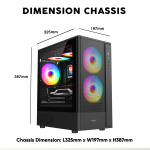 Armaggeddon Gaming Case M-ATX AQUARON NEMO 3 Black (5x RGB Fans & 250W 80+ PSU) - Image 6