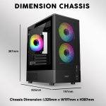 Armaggeddon Gaming Case M-ATX DEEPFREEZE DUPLEX 2 Black 3x ARGB Fans - Image 6