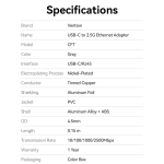 Vention Converter USB-C to 2.5 Gigabit Lan Aluminium Grey CFTHB - Image 5