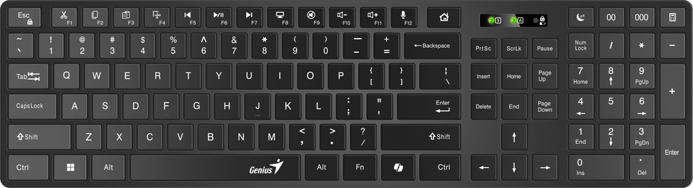 Genius Keyboard Wireless & BT AI Hot Keys SlimStar 7250BT Black English